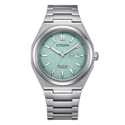 Citizen Zenshin Solotempo Super Titanio AW0130-85M - bracciale e cassa in titanio - quadrante turchese con datario
